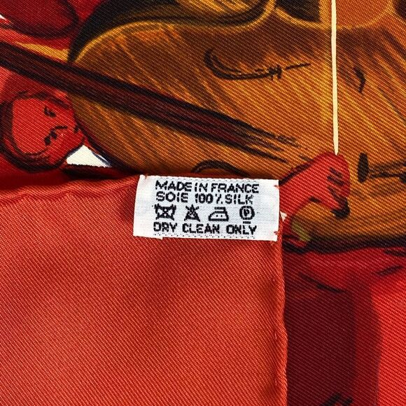 Hermes Carré 90 Concerto Scarf Silk Red Multicolor Women - Picture 2 of 4